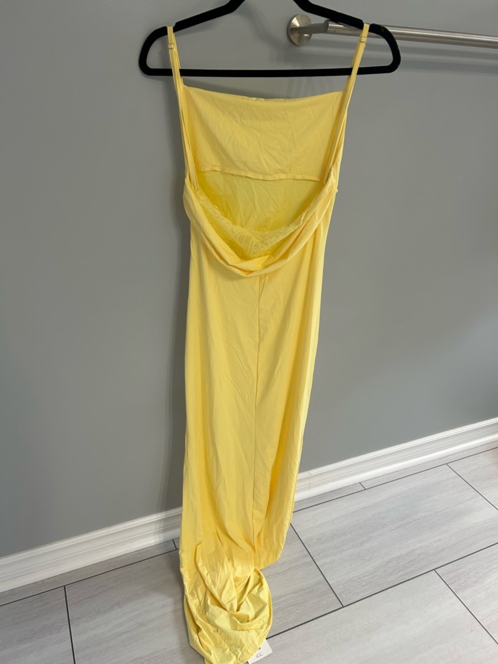 Yellow Spaghetti Strap Ruched Maxi Dress - Picture 2 of 5